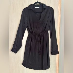 Black Lush Dress with Waist Tie Detail - Size Medium